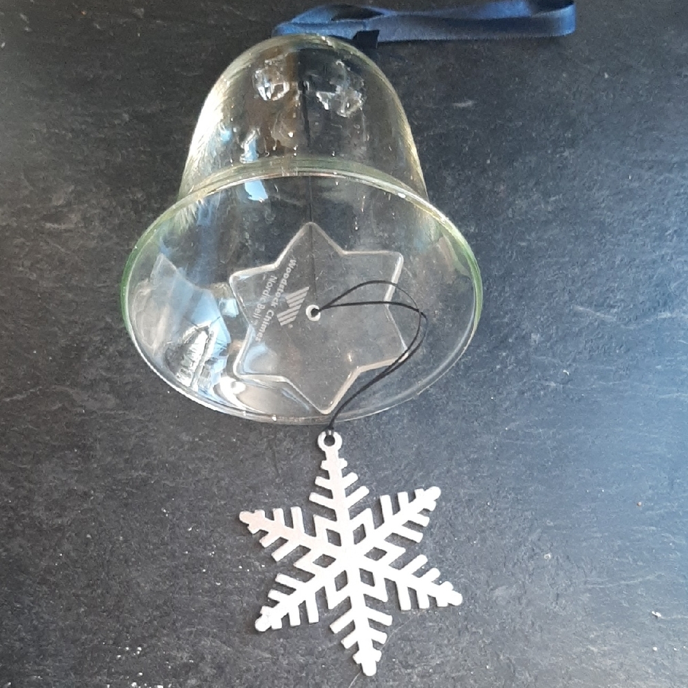 NORDIC BELL🔔WOODSTOCK CHIMES Glass Bell with Silver Snowflake